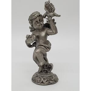 Cherub Angel Boy Carrying Dove Figurine - 4"